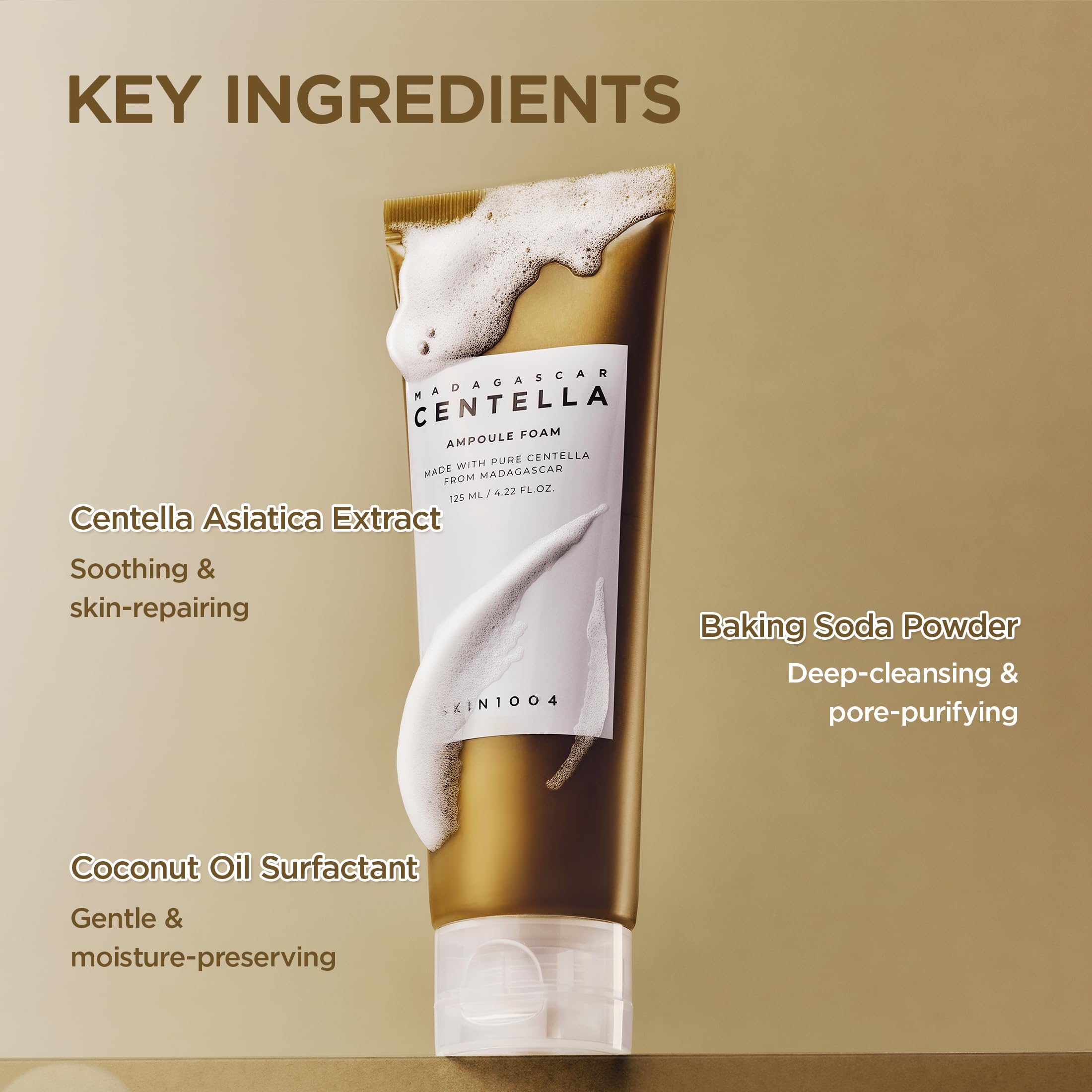 SKIN1004 Madagascar Centella Ampoule Foam Cleanser | Gentle Hydrating Face Wash, 125 ml